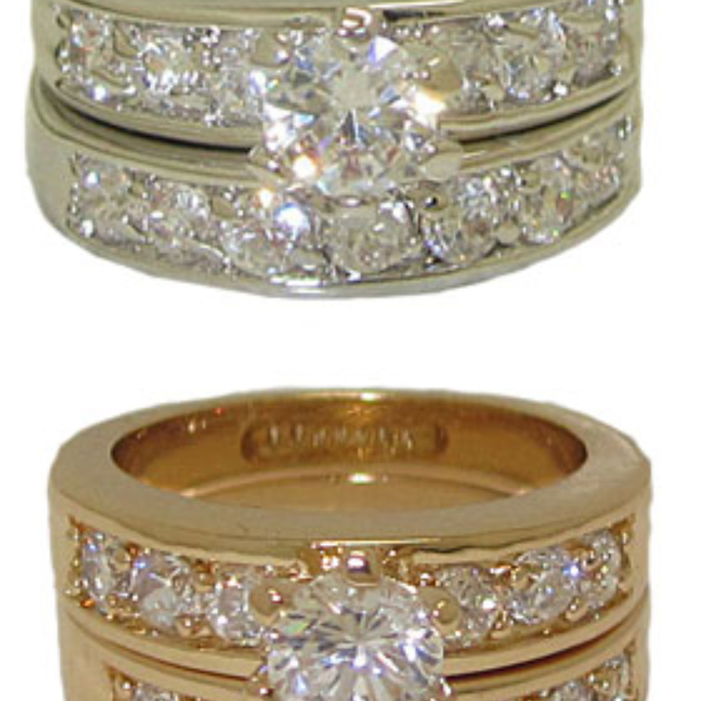 NWT ring cz wedding set white or yellow gold
